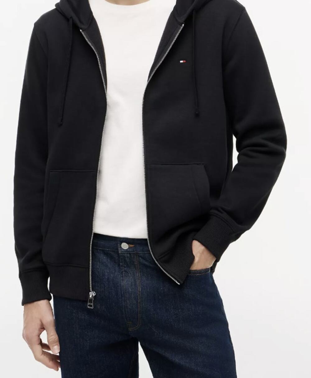 Tommy Hilfiger Men's Medium Black Full-Zip Fleece Essential Hoodie HR13-28